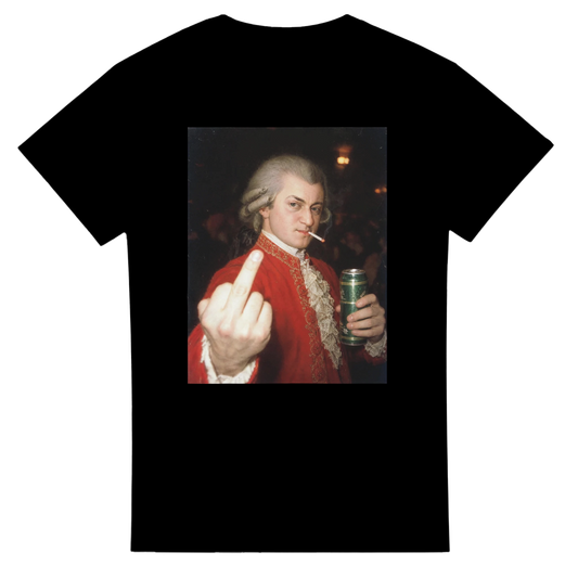 „Mozart, Oida.“ T-Shirt in Schwarz mit Mozart-Porträt